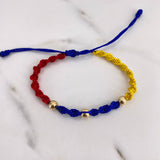 Pulsera Tricolor 0.4gr / 5mm Bolas Lisas Oro Amarillo 18K $