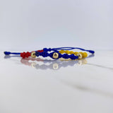Pulsera Tricolor 0.4gr / 5mm Bolas Lisas Oro Amarillo 18K $