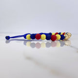 Pulsera Azul 1.2gr / 6mm Bolas Diamantadas Neoprenos Tricolor Oro Amarillo 18K $
