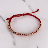 Pulsera Roja 4.3gr / 3mm Bolas Diamantadas Oro Rosa 18K $