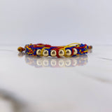 Pulsera Tricolor 0.85gr / 5mm Bolas Lisas Oro Amarillo 18K $