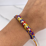 Pulsera Tricolor 0.85gr / 5mm Bolas Lisas Oro Amarillo 18K $