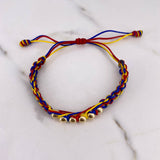 Pulsera Tricolor 0.85gr / 5mm Bolas Lisas Oro Amarillo 18K $