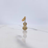Dije Violin 1.2gr / 2.5cm / Circones Blancos Dos Oros Amarillo Blanco $