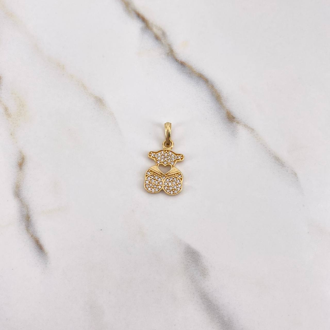 Dije Oso Ts Corazon 2.15gr / 2.2cm / Circones Blancos Oro Amarillo $