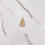 Dije Oso Ts Corazon 2.15gr / 2.2cm / Circones Blancos Oro Amarillo $