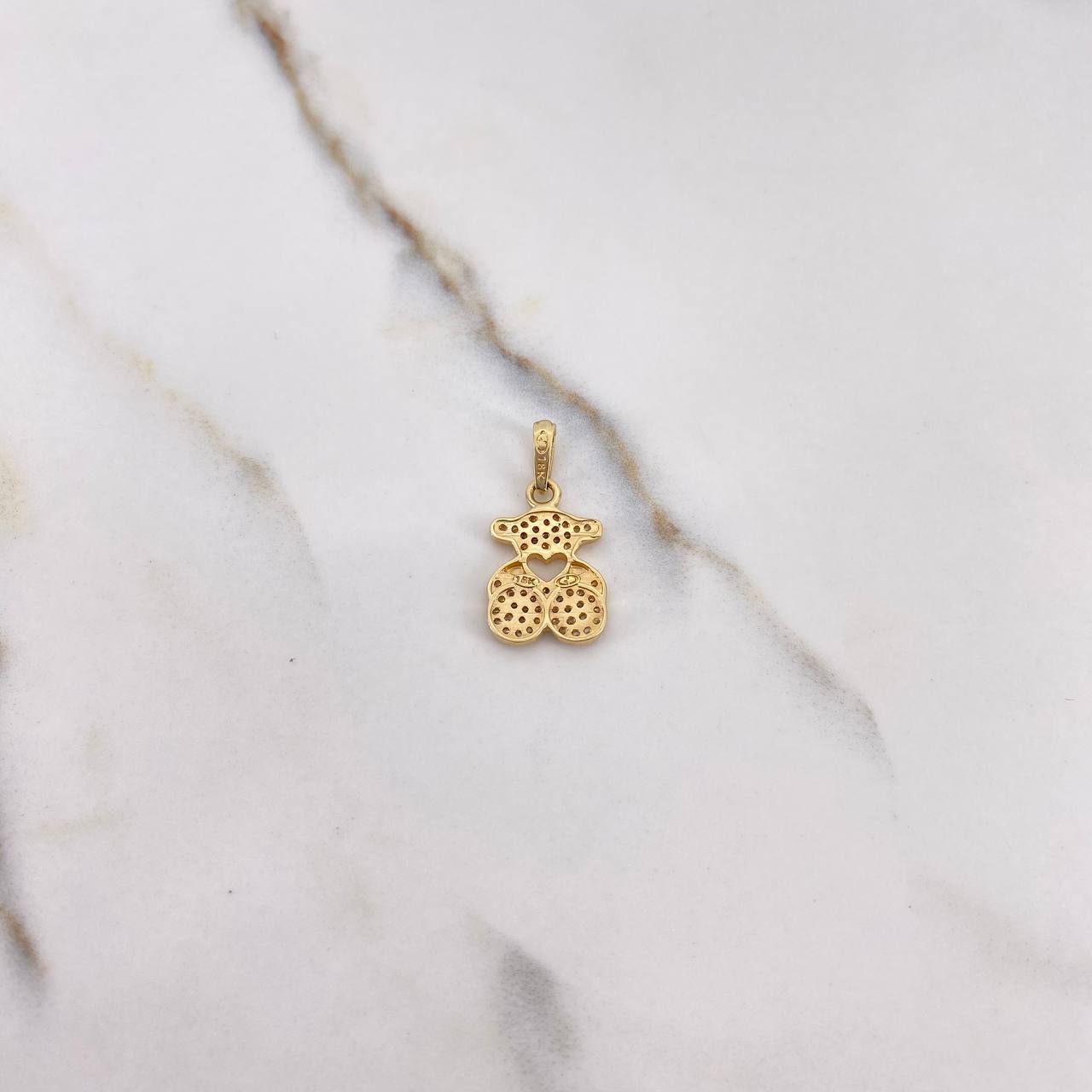 Dije Oso Ts Corazon 2.15gr / 2.2cm / Circones Blancos Oro Amarillo $