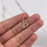 Dije Letra B 0.9gr / Circones Blancos Dos Oros Amarillo Blanco $