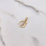 Dije Letra B 0.9gr / Circones Blancos Dos Oros Amarillo Blanco $