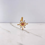 Dije Corazón Destellos 4.3gr / 3.6cm / Circones Blancos Fucsias Dos Oros Amarillo Blanco $