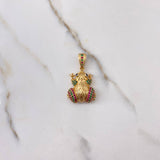 Dije Rana 6.85gr / 3cm / Circones Azules Verdes Fuscias Oro Amarillo (Oferta) $