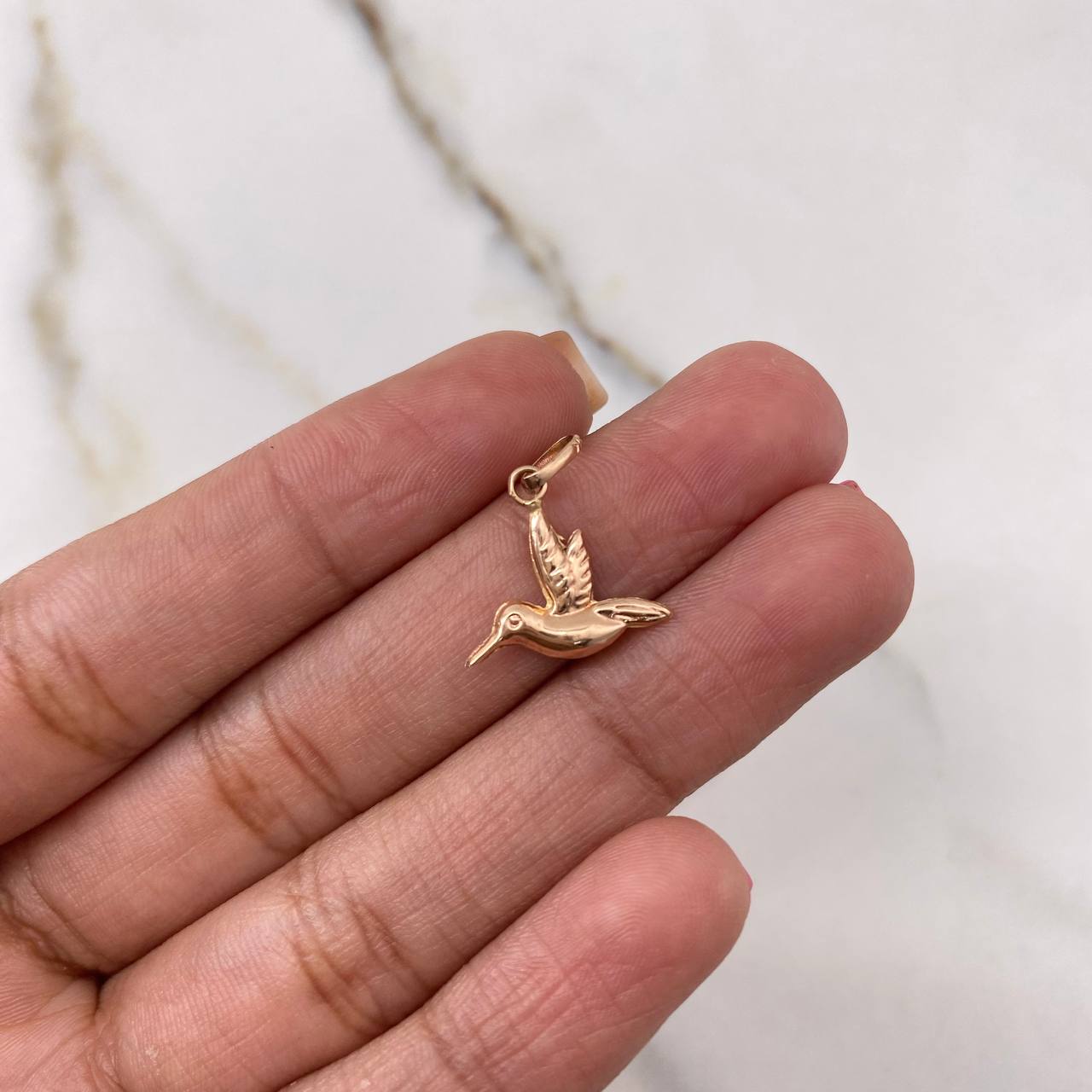 Dije Colibrí 0.4gr / 1.5cm / Troquelado Oro Rosa $