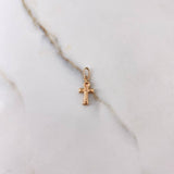 Dije Cruz Cristo 0.4gr / 1.8cm / Troquelado Oro Rosa $