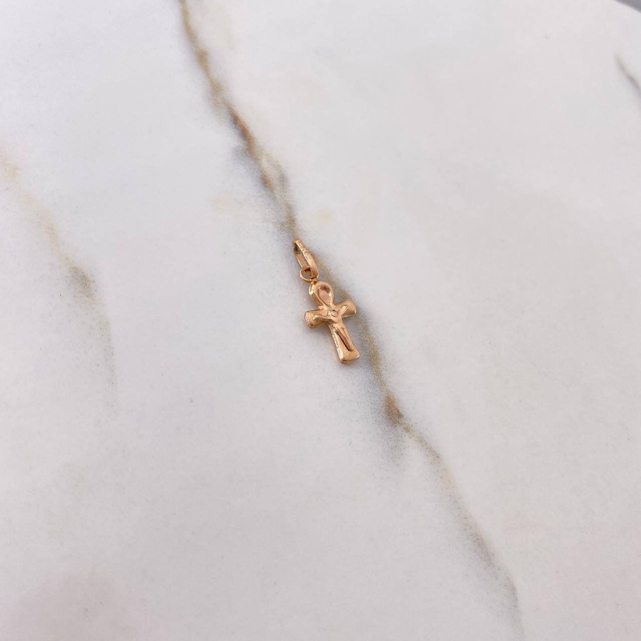 Dije Cruz Cristo 0.4gr / 1.8cm / Troquelado Oro Rosa $