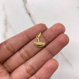 Dije Barco 0.75gr / 1.5cm / Circones Blancos Oro Amarillo $