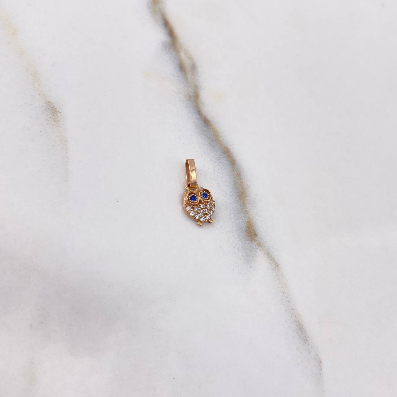 Dije Buho 0.45gr / 1.3cm / Circones Blancos Azules Oro Rosa$