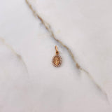 Dije Virgen del Carmen 0.55gr / 1.5cm / Circones Blancos Oro Rosa $