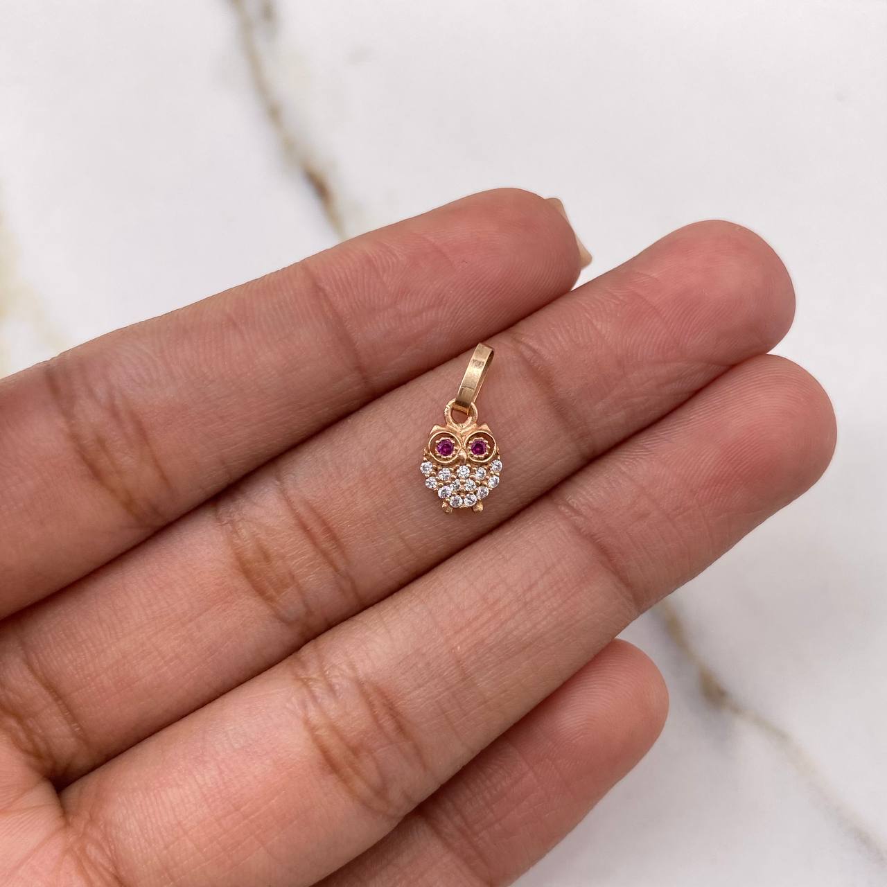 Dije Buhó 0.45gr / 1.3cm / Circones Blancos Fucsias Oro Rosa $