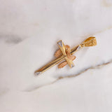 Dije Cruz Tunica 7gr / 5cm / Cirocones Blancos Dos Oros Amarillo Rosa $