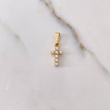 Dije Cruz 1.15gr / 2.2cm / Circulos Circones Blancos Oro Amarillo $