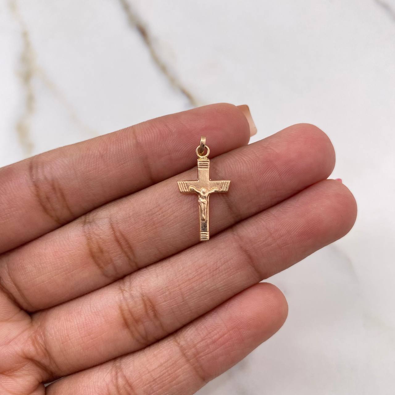 Dije Cruz 0.4gr / 2.3cm / Lineas Oro Rosa