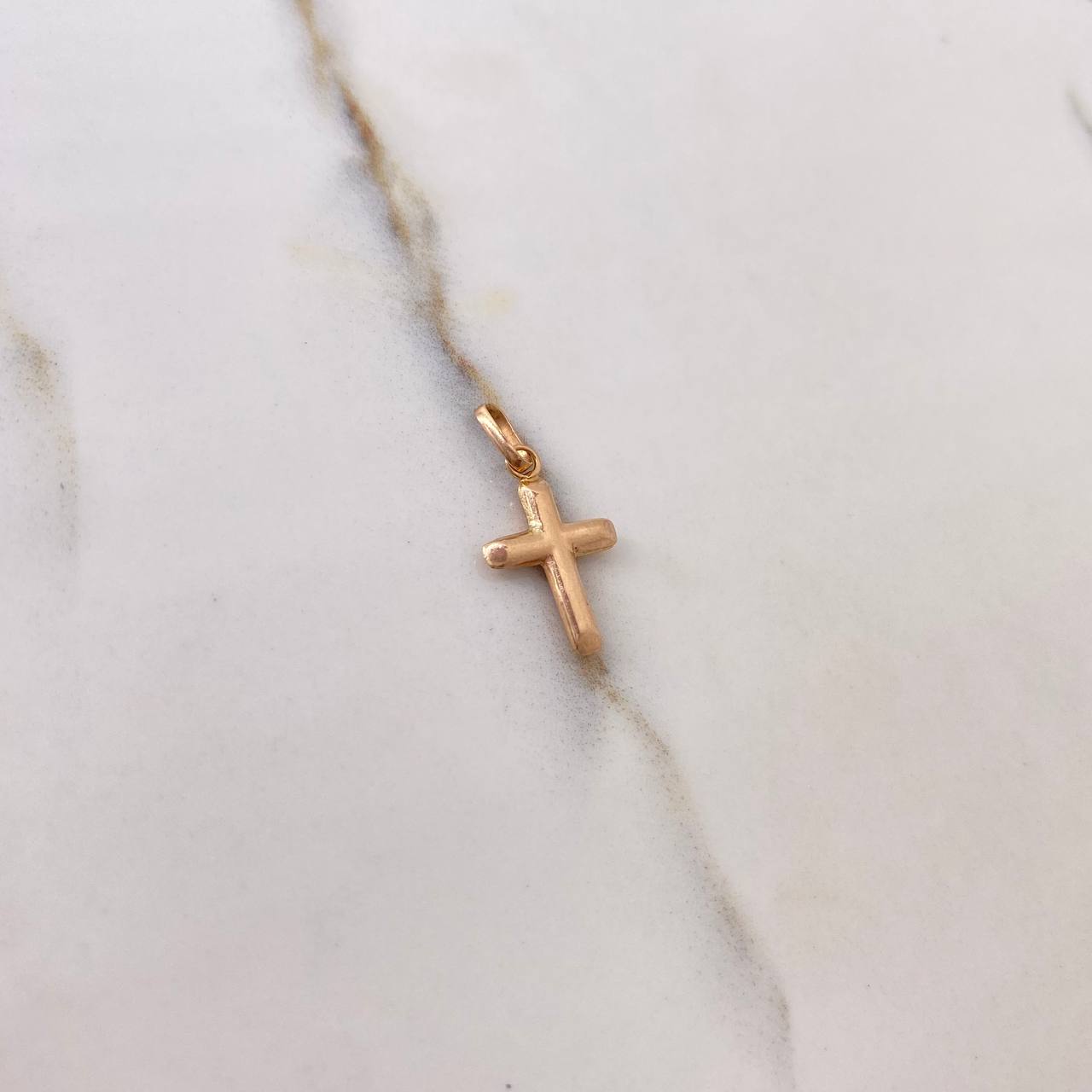 Dije Cruz 0.5gr / 2cm / Puntas Planas Oro Rosa $