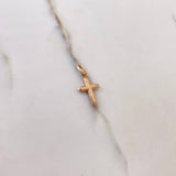 Dije Cruz 0.5gr / 2cm / Puntas Planas Oro Rosa $