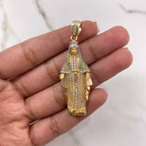 Dije Virgen Milagrosa 6.95gr / 5cm / Circones Verdes Blancos Dos Oros Amarillo Blanco $