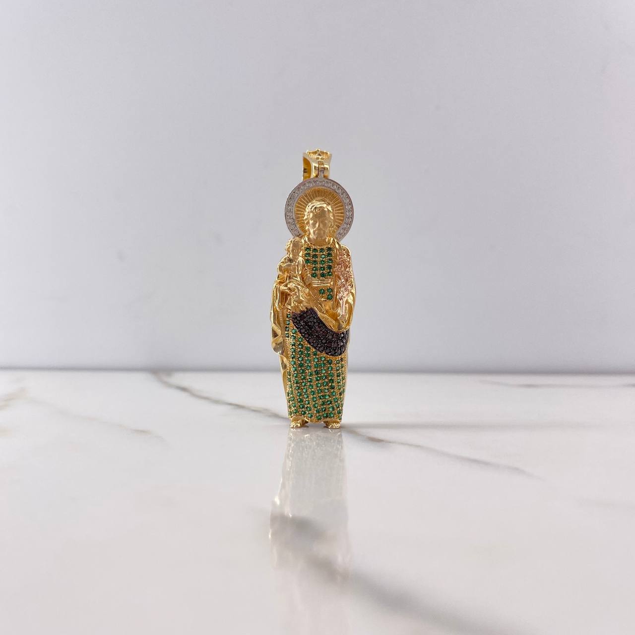 Dije San José 16.3gr / 5.8cm / Circones Verdes Cafes Blancos Tres Oros $