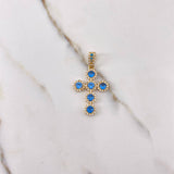 Dije Cruz Tupida 4gr / 3.5cm / Circones Celestes Blancos Oro Amarillo $