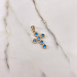 Dije Cruz Tupida 4gr / 3.5cm / Circones Celestes Blancos Oro Amarillo $
