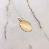 Dije Placa Ovalada 2.9gr / 3.5cm / 28mm-21mm Bordes Diamantados Oro Amarillo $