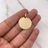 Dije Placa Circular 2gr / 2.5cm / 20mm Bordes Diamantados Oro Amarillo $