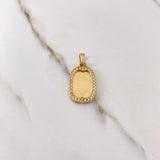 Dije Placa 4.75gr / 3cm / Circones Blancos Oro Amarillo $