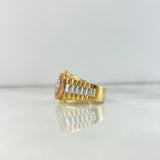 Anillo Cinturon Corona 6.15gr / T6 / Circones Blancos Tres Oros $