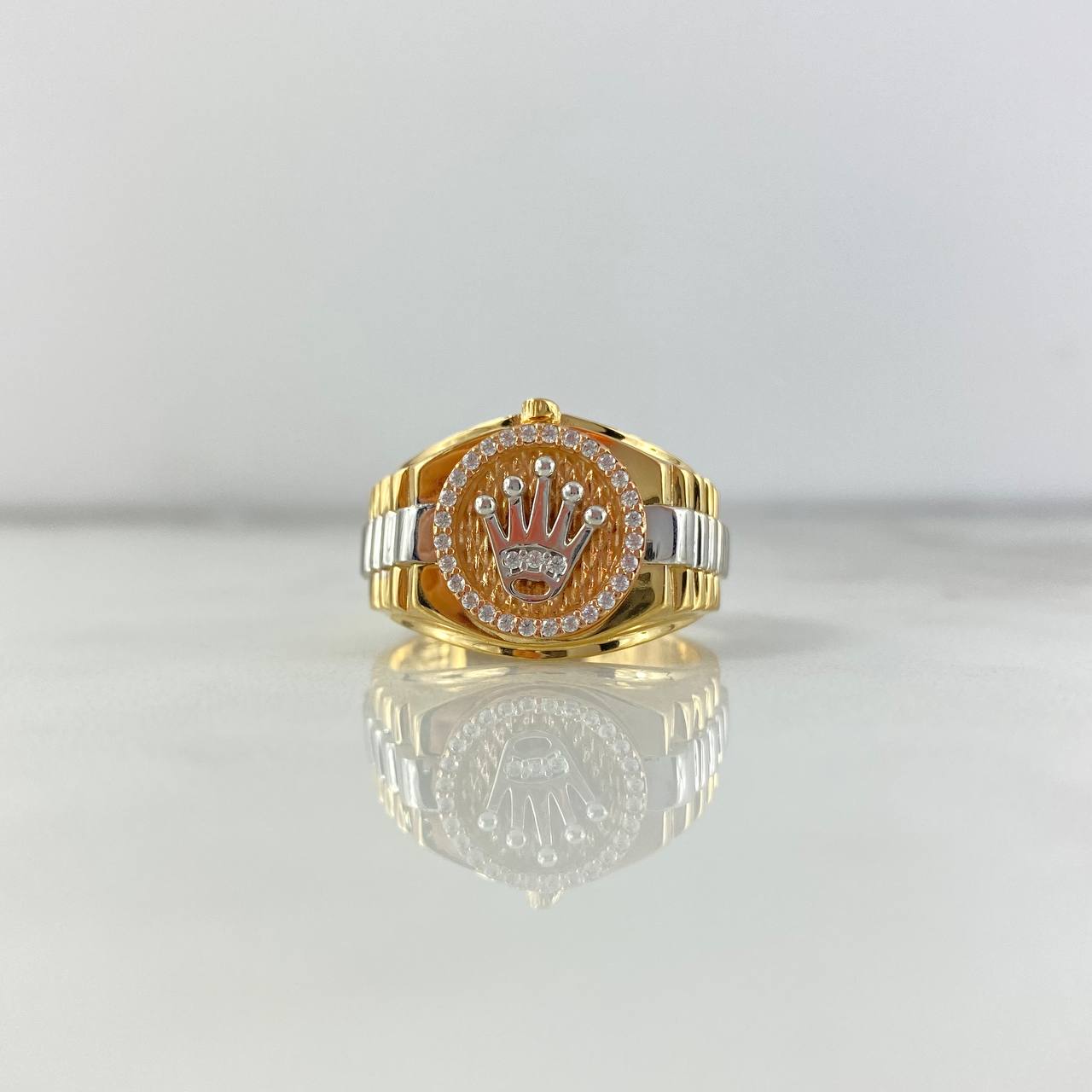 Anillo Cinturon Corona 6.15gr / T6 / Circones Blancos Tres Oros $
