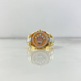 Anillo Cinturon Corona 6.15gr / T6 / Circones Blancos Tres Oros $