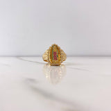 Anillo Virgen de Guadalupe 10.9gr / T9 3/4 / Circones Verdes Fuscias Blancos Oro Amarillo $