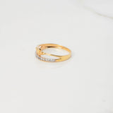 Anillo Tiara Dos Lineas 1.85gr / T6 / Circones Blancos Dos Oros Amarillo Blanco $