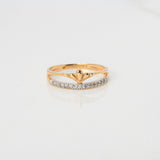 Anillo Tiara Dos Lineas 1.85gr / T6 / Circones Blancos Dos Oros Amarillo Blanco $