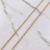 Cadena Militar 21.9gr / 70cm / 2mm Bola Diamantadas Oro Amarillo $