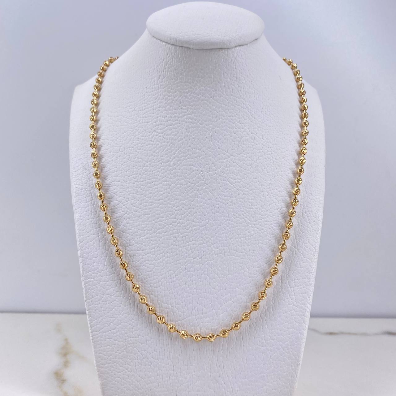 Cadena Militar 21.9gr / 70cm / 2mm Bola Diamantadas Oro Amarillo $
