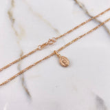 Cadena Figaro 1.4gr / 45cm + Dije Virgen De Guadalupe Troquelado 0.25gr / 1.5 cm  / Oro Rosa (Oferta) $