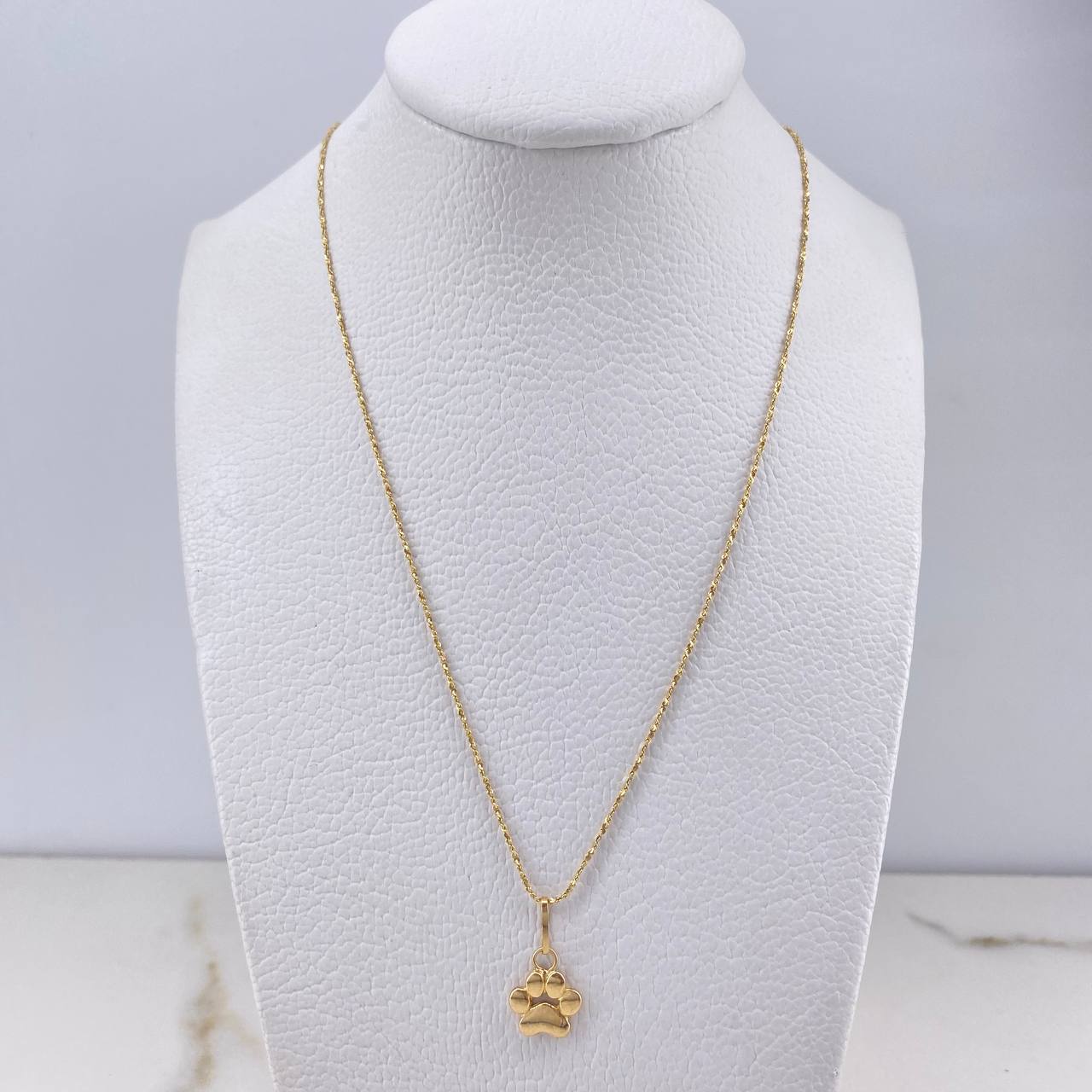 Cadena Rumana Entorchada 1.85gr 45cm + Dije Huella 0.8gr 1.5cm / Oro Amarillo (Oferta) $