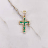 Dije Cruz Basteada 4gr / 4cm / Circones Blancos Verdes Oro Amarillo $
