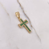 Dije Cruz Basteada 4gr / 4cm / Circones Blancos Verdes Oro Amarillo $