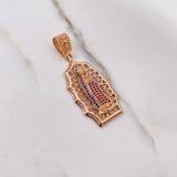 Dije Virgen De Guadalupe 7.85gr / 2.8cm / Circones Azules Fucsias Blancos Oro Amarillo $
