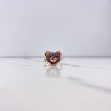 Anillo Oso 4.6gr / T6 1/2 / Circones Fucsias Negros Oro Rosa $