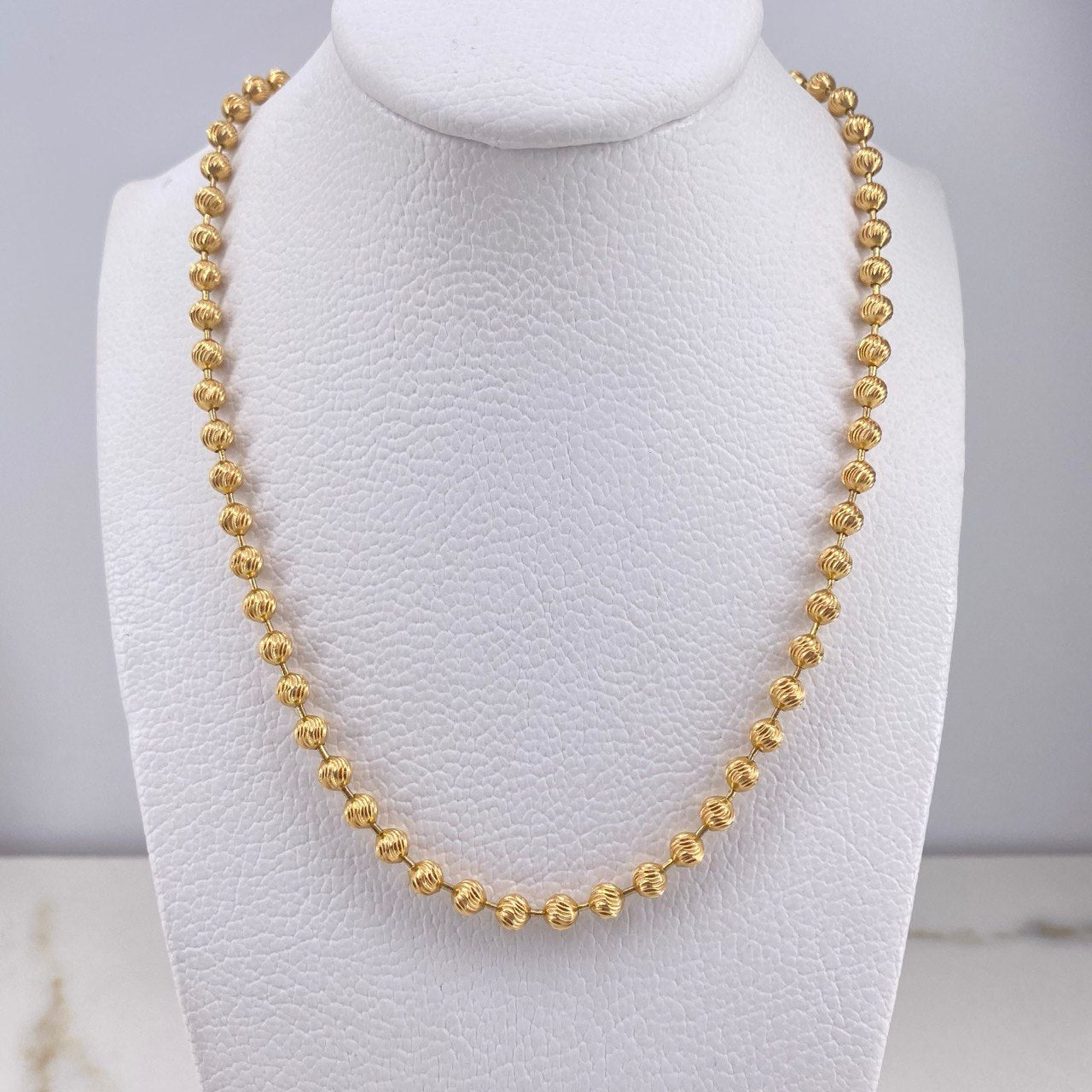 Cadena Militar 24.6gr / 55cm / 3.8mm Bolas Diamantadas Oro Amarillo +3 $
