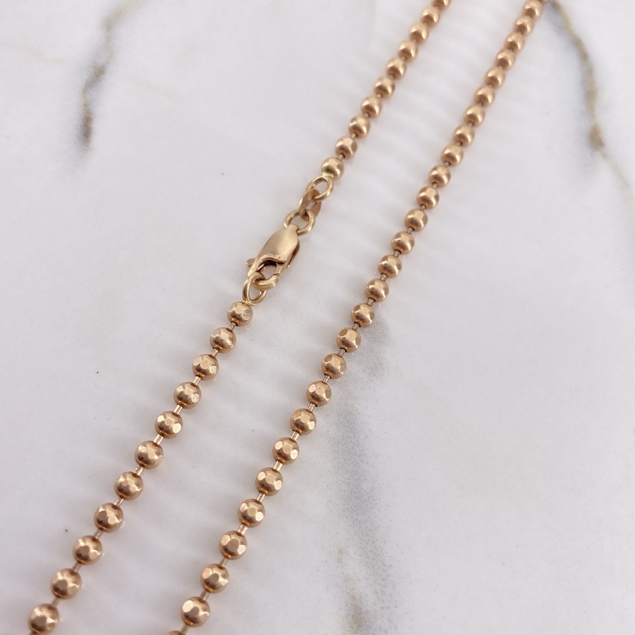Cadena Militar 25.45gr / 70cm / 3mm Bolas Lisas Oro Rosa +3 $